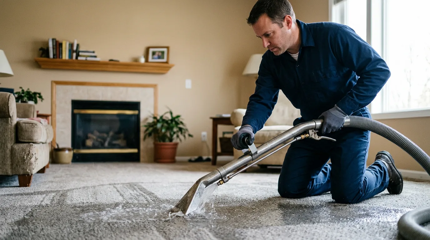 Water damage restoration technician working near Lancaster, VA